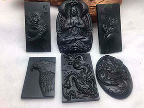 黑曜石用全自动玉石雕刻机加工玉器挂件